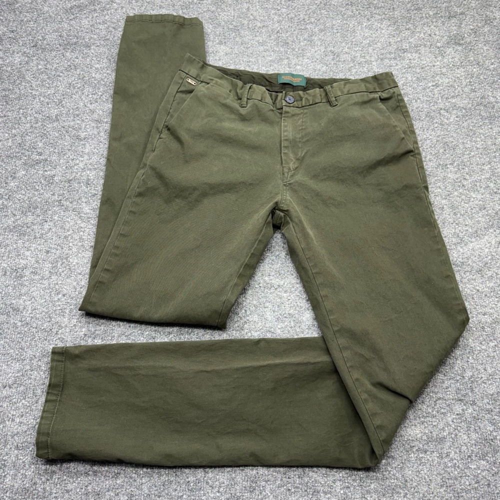 Scotch & Soda Stuart Slim Fit Chino Pants Mens 30x34 Army Green Olive Stretch